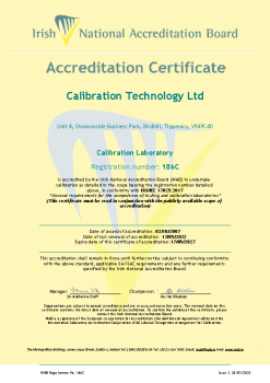 Calibration Technology Ltd - 186C Cert summary image