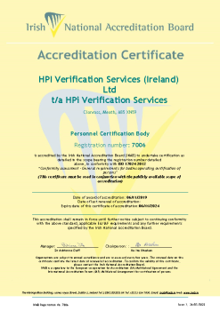 HPI Verification Services (Ireland) Ltd 7006 Cert summary image