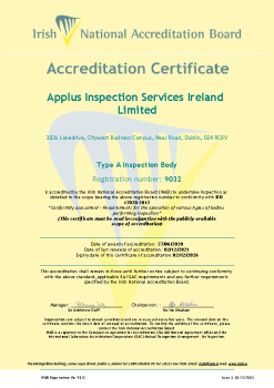 Applus Inspection Services Ireland Limited - 9032 Cert summary image