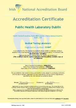 Public Health Laboratory Dublin - 334MT Cert summary image