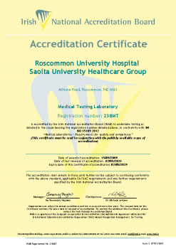 Roscommon University Hospital, Saolta University Healthcare Group - 238MT Cert summary image