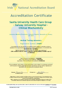 Saolta University Health Care Group Galway University Hospital Clinical Biochemistry 246MT Cert summary image