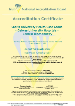 Saolta University Health Care Group Galway University Hospital Clinical Biochemistry 246MT Cert summary image