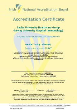 Saolta University Healthcare Group Galway University Hospital (Immunology) - 255MT Cert summary image