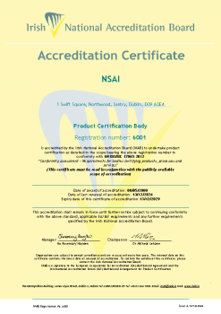 NSAI - 6001 - Cert summary image
