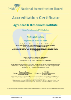 Agri-Food & Biosciences Institute - 422T Cert summary image