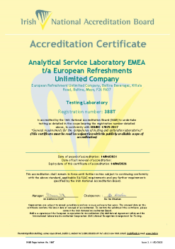 Analytical Services Laboratory EMEA - 388T Cert summary image