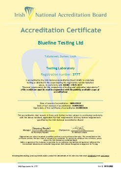 Blueline Testing Ltd - 377T Cert summary image