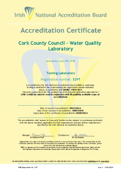 Cork County Council Water Quality Laboratory - 329T Cert summary image