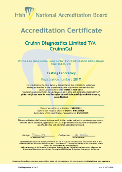 Cruinn Diagnostics Ltd - 281T Cert summary image
