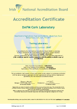 DAFM Cork Laboratory 254T Cert  summary image