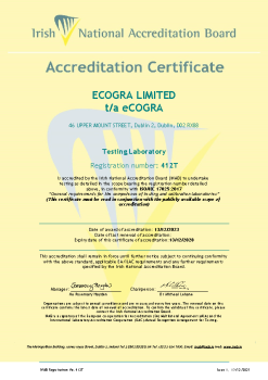 ECOGRA LIMITED - 412T Cert summary image