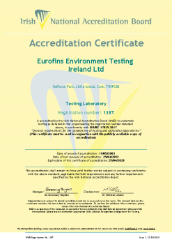 Eurofins Environment Testing Ireland Ltd - 138T Cert summary image