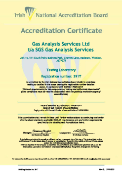 Gas Analysis Services Ltd - 391T Cert summary image