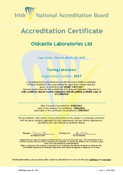 Oldcastle Laboratories Ltd - 302T Cert summary image