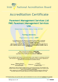 PMS Pavement Management Services Ltd - 230T Cert summary image