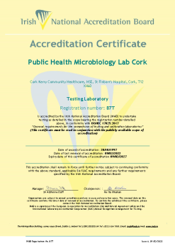 Public Health Microbiology Laboratory Cork - 87T Cert summary image