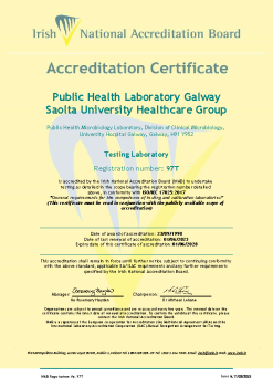 Public Health Microbiology Laboratory Galway - 97T Cert summary image