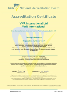 VWR International Ltd  126T Cert thumbnail