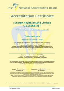 Synergy Health Ireland Limited  383T Cert thumbnail