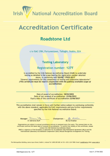 Roadstone Ltd  127T Cert thumbnail