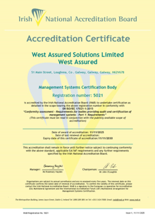 West Assured Solutions  5021 Cert thumbnail