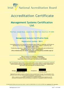 Management Systems Certification Ltd  5011 Cert thumbnail