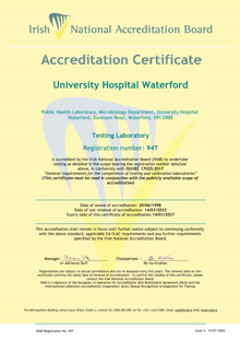 University Hospital Waterford  094T Cert thumbnail