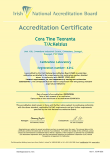 Cora Tine Teoranta t/a Kelsius 431C Cert thumbnail