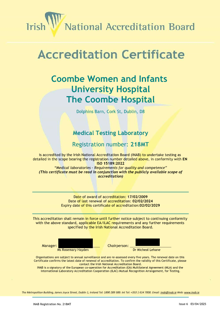 Coombe Women & Infants University Hospital  218MT Cert thumbnail