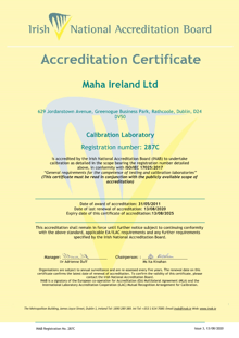 Maha Ireland Ltd  287C Cert thumbnail