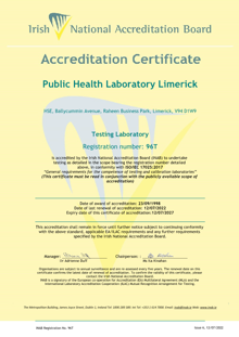 Public Health Laboratory Limerick  96T Cert thumbnail