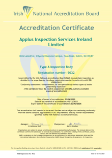 Applus Inspection Services Ireland Limited  9032 Cert thumbnail