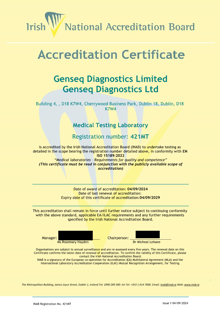 Genseq Diagnostics  421MT Cert thumbnail