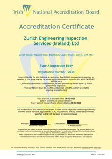 Zurich Engineering Inspection Services Ltd  9034 Cert thumbnail