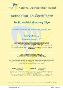 Public Health Laboratory Sligo  098T Cert thumbnail