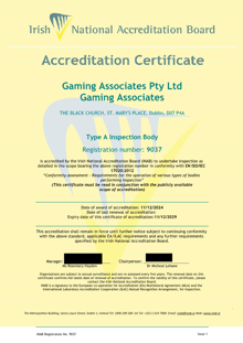 Gaming Associates Pty Ltd  9037  Cert thumbnail