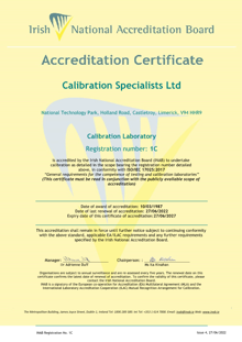 Calibration Specialists Ltd  1C Cert thumbnail