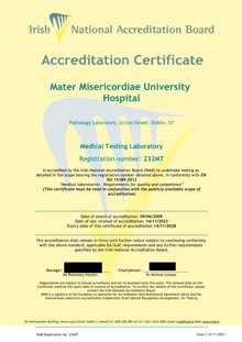 Mater Misericordiae University Hospital  232MT Cert thumbnail