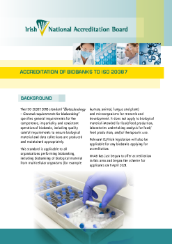 INAB Accreditation of Biobanks to ISO 20387 summary image