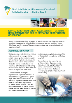 ISO/IEC 17024 Conformity Assessment - General Requirements for Bodies Operating Certification of Persons summary image